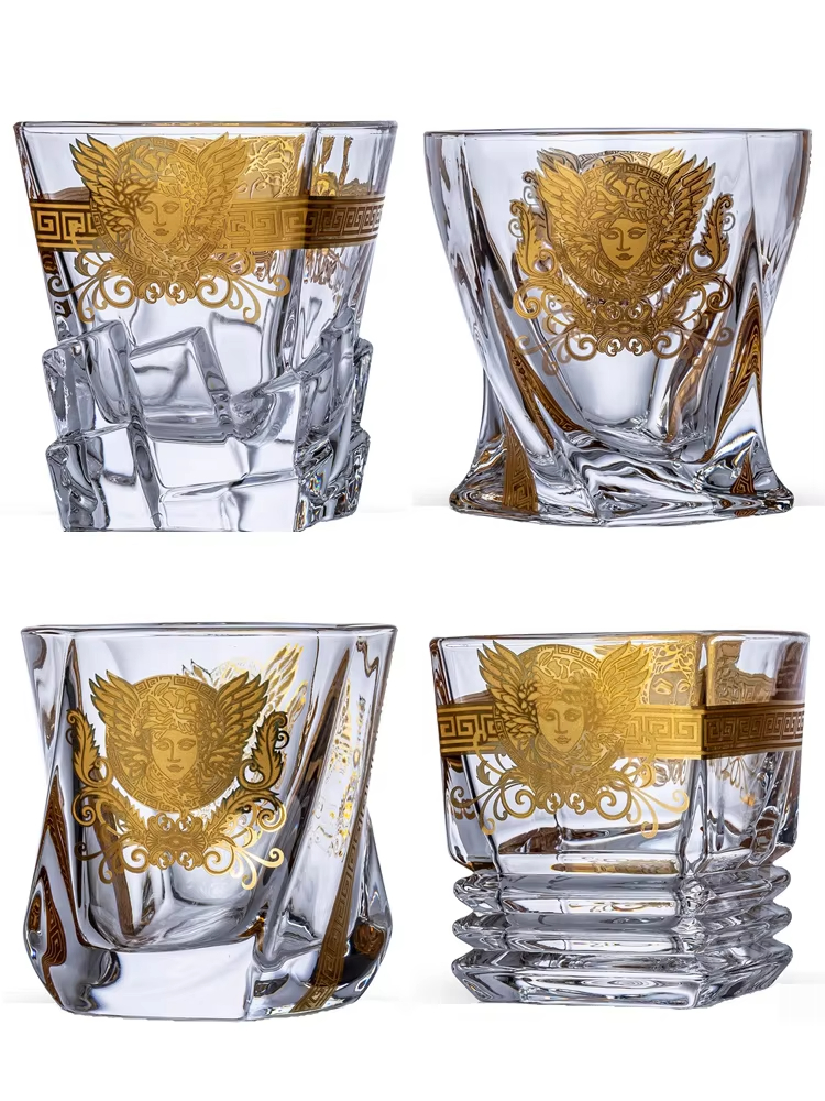 Wine To Beer To Liquor - Medusa Gold Head Painted Whisky Glass