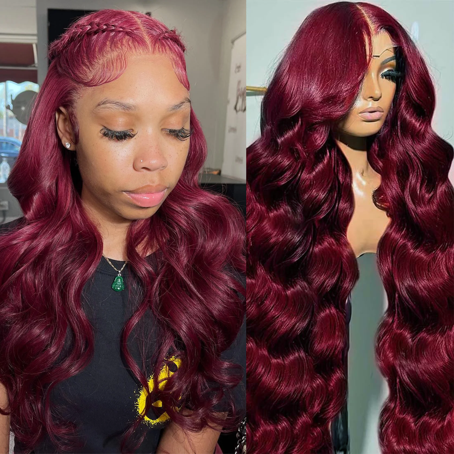 Wine & Beer Shop Photos - Body Wave Burgundy 40 Inches Long-length
