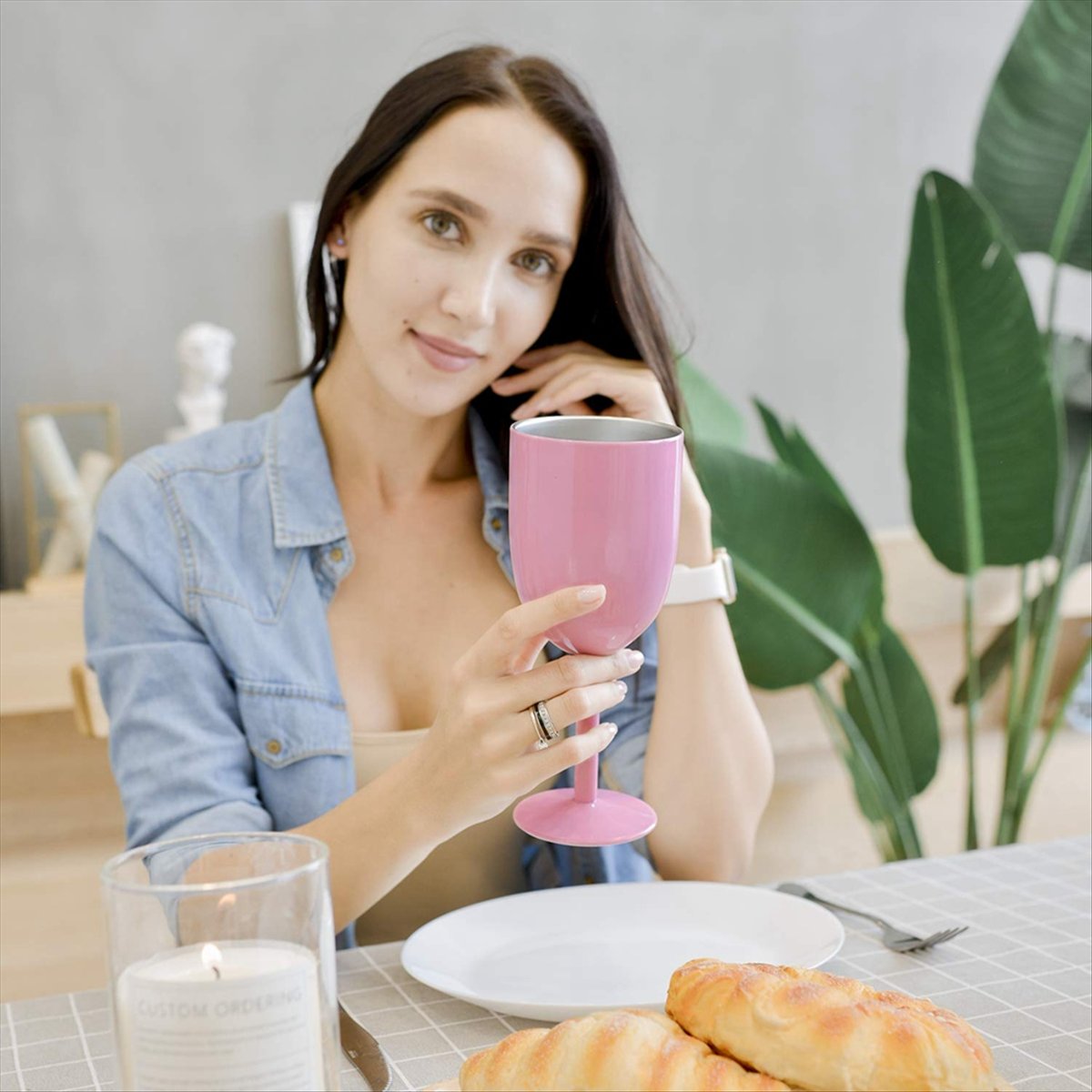 2PCS Insulated Pink Wine Glass - Wine & Beer Shop Photos incelemesi ve fiyatı