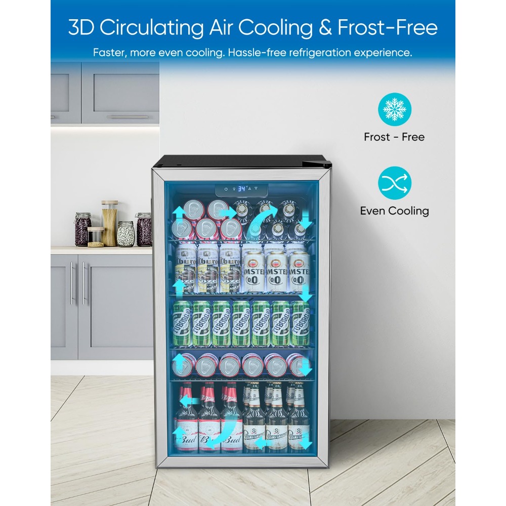 3.2 Cu.Ft Mini Fridge with Gla - Wine Beer Fridge incelemesi ve fiyatı