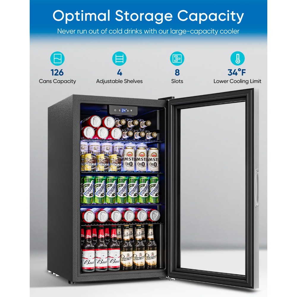 3.2 Cu.Ft Mini Fridge with Gla - Wine Beer Fridge incelemesi ve fiyatı