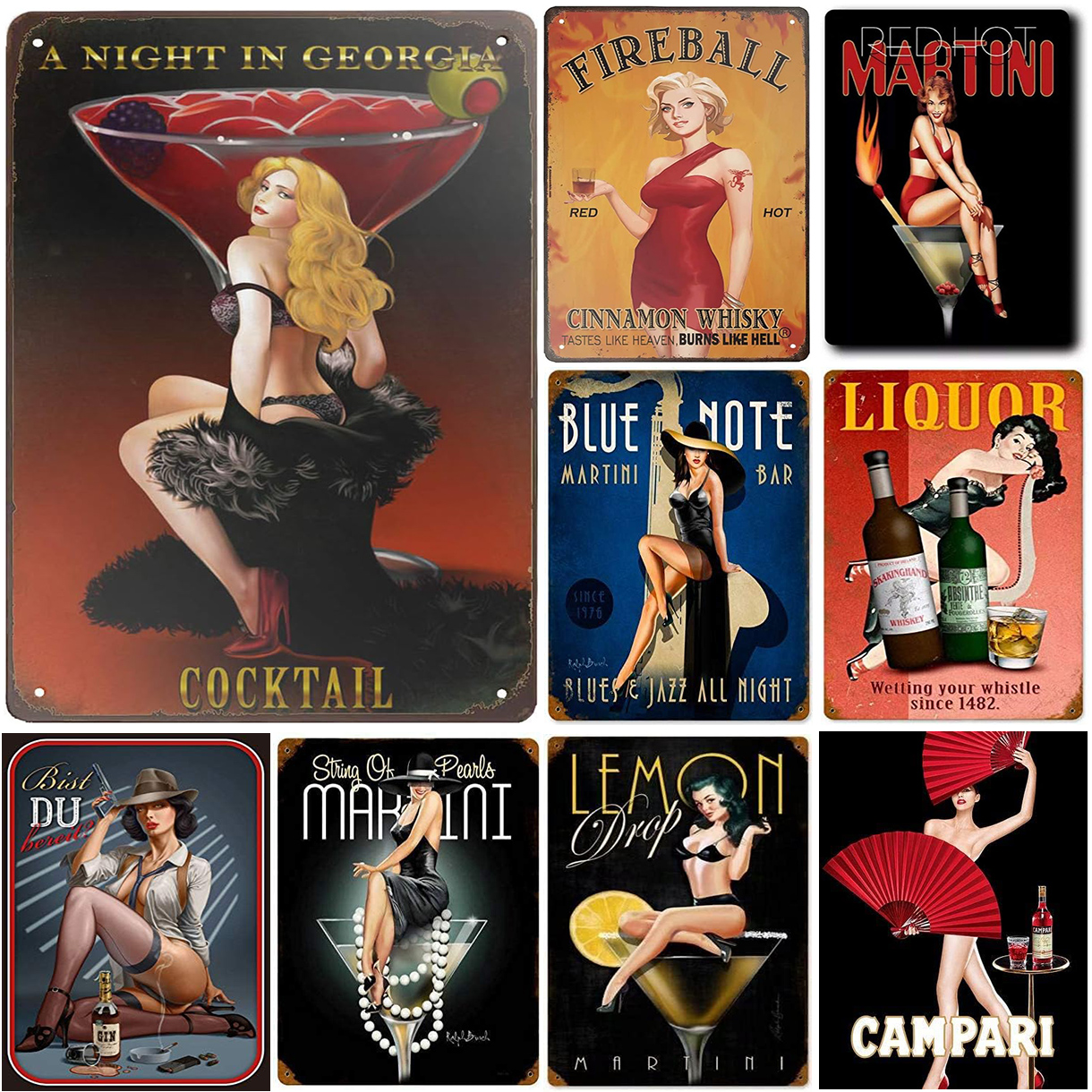 Vintage Pinup Wine Girls Metal - Wine Beer Europe incelemesi ve fiyatı