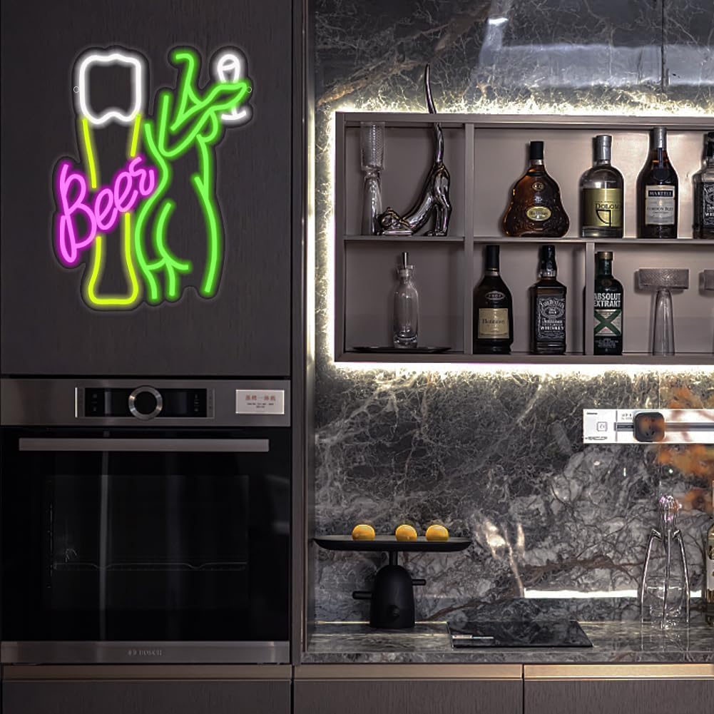 Beer Neon Sign Women's Body Ne - Wine In Beer Store incelemesi ve fiyatı