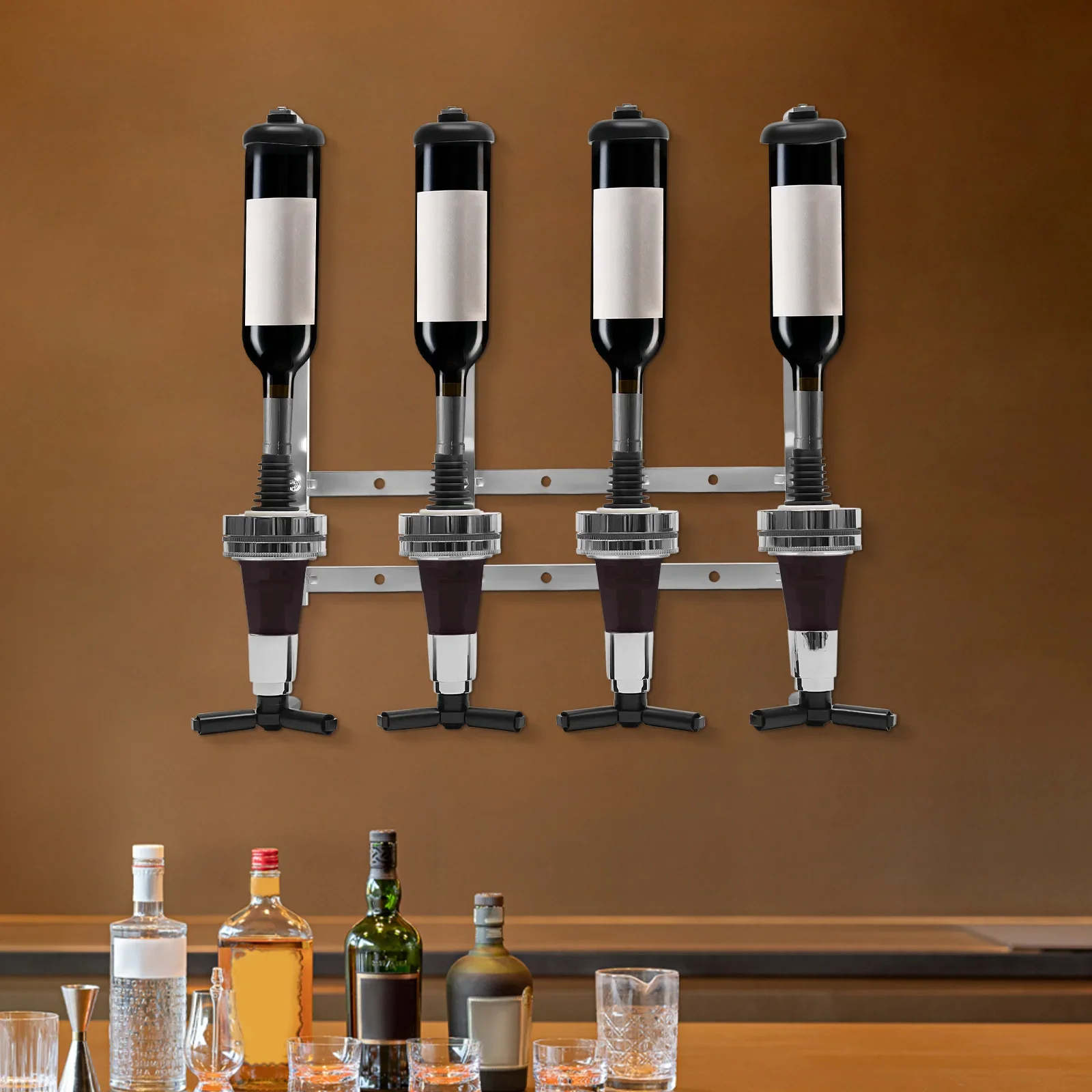 4-Bottle Wall Mount Liquor Dis - Wine To Beer To Liquor incelemesi ve fiyatı